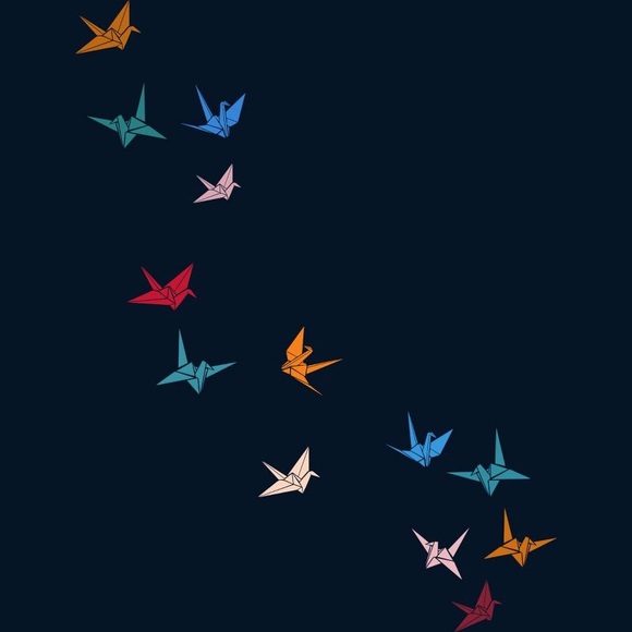 Design By Humans | Men's Flying Paper Crane Graphic Print Short-Sleeve T-Shirt - Picture 2 of 11